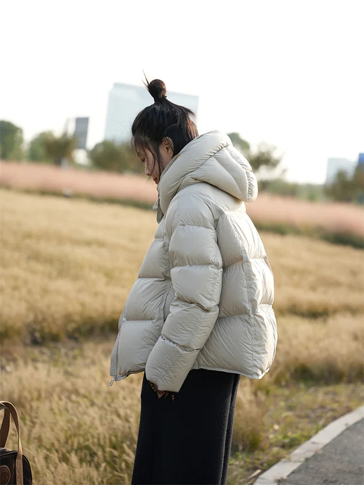 2026 New Short Hooded Warm Cotton Padded Coat Female Fashion Outerwear Korean Thick Overcoat Top Down Jacket Women Parkas Winter