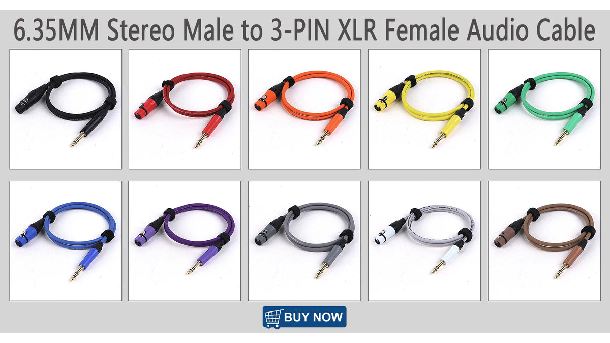 1PC 1/4 Inch (6.35mm) TS Jack to XLR Female/Male Microphone Audio Cable Unbalanced 3Pin XLR to Quarter Inch Mono Plug Mic Cord