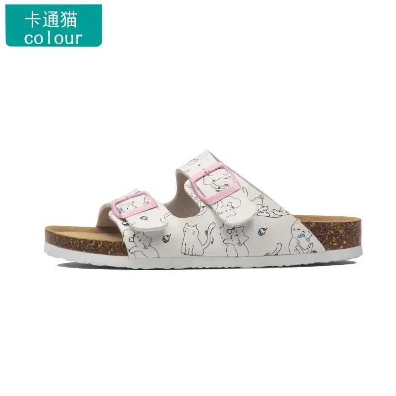 Slippers Women Buckle Flat Bottom Cork Slippers Man Summer Unisex Beach Button Outdoor Casual Sandals Designer Ladies Shoes