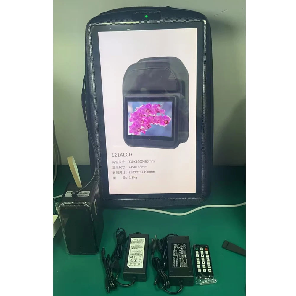 Portable Body-worn LED LCD Screen Backpack Rechargeable Battery Powered Advertising Player for Street Marketing Activities