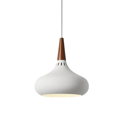 GEW Nordic Modern Funnel Pendant Light Wood Aluminum E27 Multi Color Hanging Lamp for Dining Kitchen Island Bedside