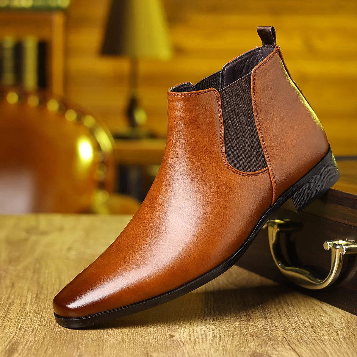 Autumn Winter Leather Chelsea Boots for Men Designer Soft-soled Business Men Dress Shoes Fashion Big Size Ankle Boots Male
