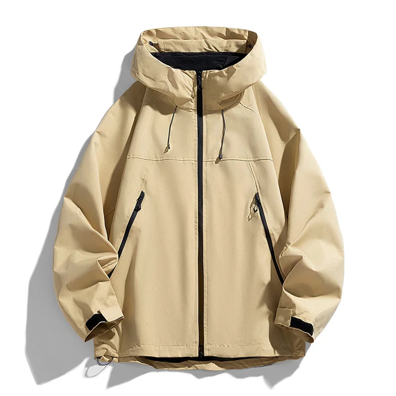 Man Jacket Spring Thin Contrast Color Long Sleeve Zipper Male Coat Loose Breathable Hooded Outdoor Sport Casual Men Outerwear
