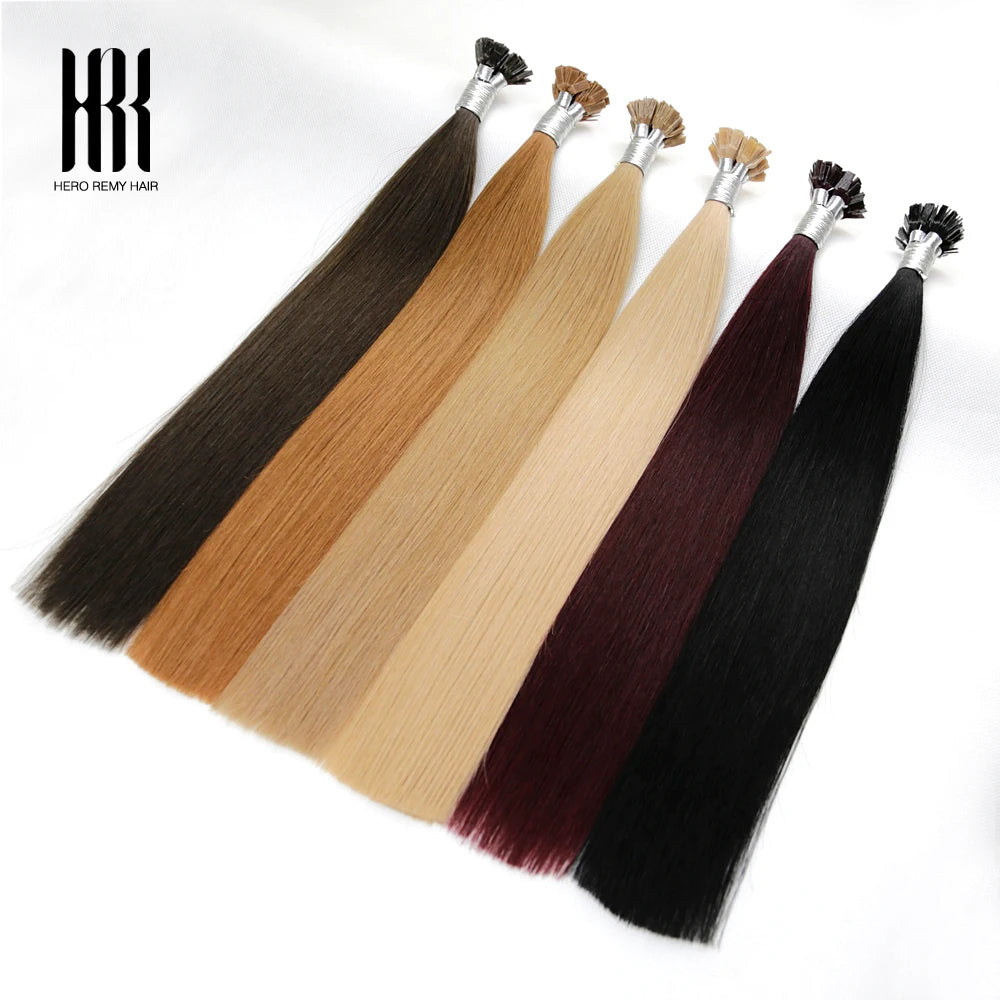 Flat K Tip Hair Extension 100% Remy Human Hair Keratin Fusion Pre Bonded Natural Straight Real Hair Salon Quality 16-22" 1g/s