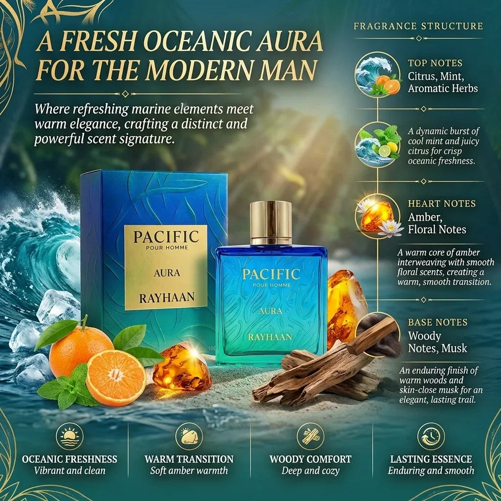 Jungle Vibe Tropical Vibe Pacific Aura Aloha Fresh Wave Men Eau de Parfum Long Lasting Spray Fragrance For Him Scent