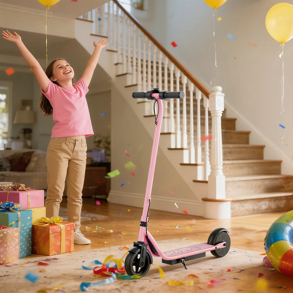 Electric Scooter for Kids - 3/6/9MPH Three Speed Modes & 10Mile Max Range, 250W Motor, 6.5" Solid Tires Commuter E-Scooter
