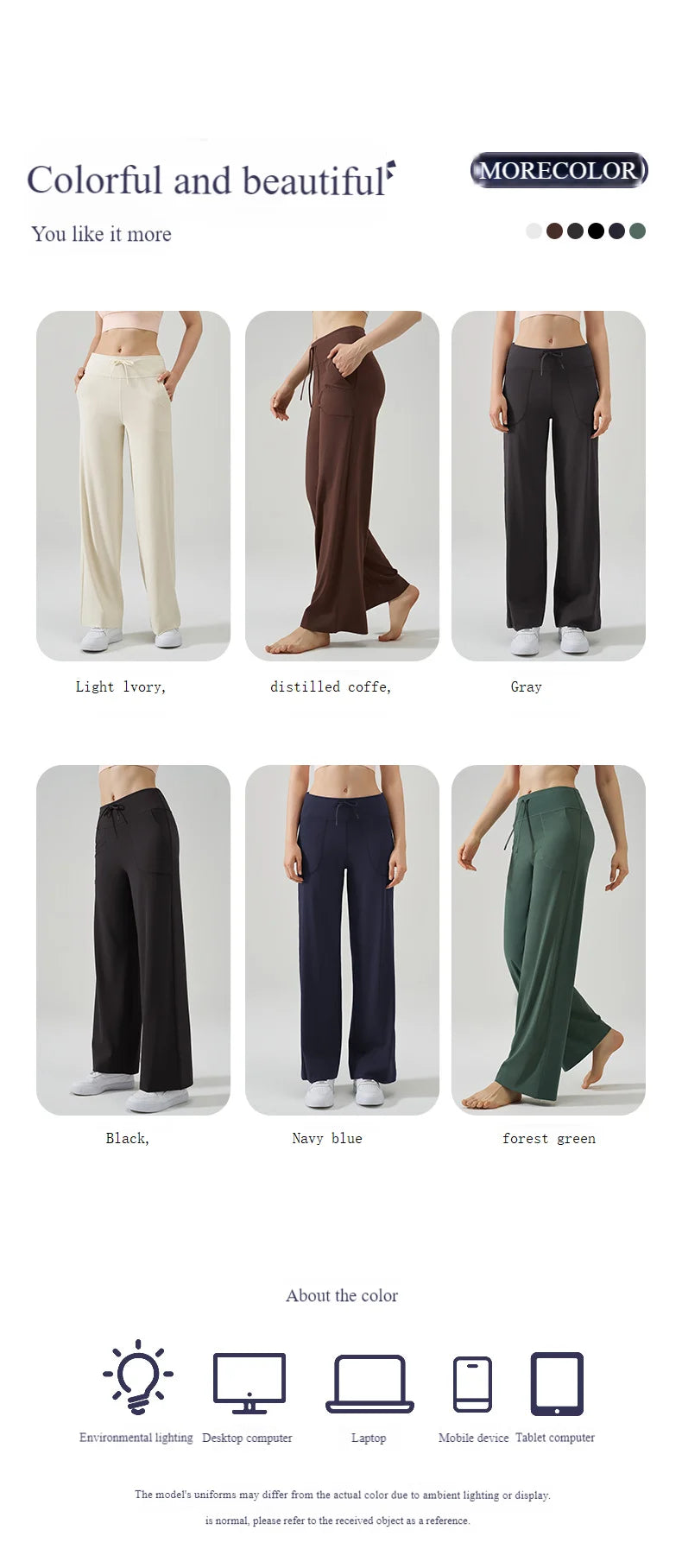 Women's High-Waisted Drawstring Wide-Leg Sports Pants Loose Fit Running Trousers & Slimming Yoga Fitness Pants