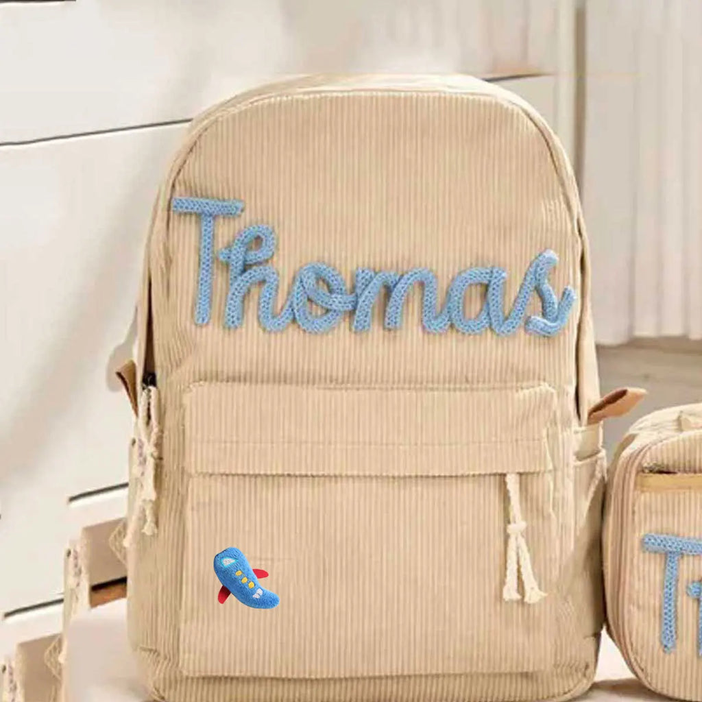 1pc Personalized Corduroy Backpack, Strawberry/Checkered Pattern, Simple and Spacious, Perfect Back-to-School Gift