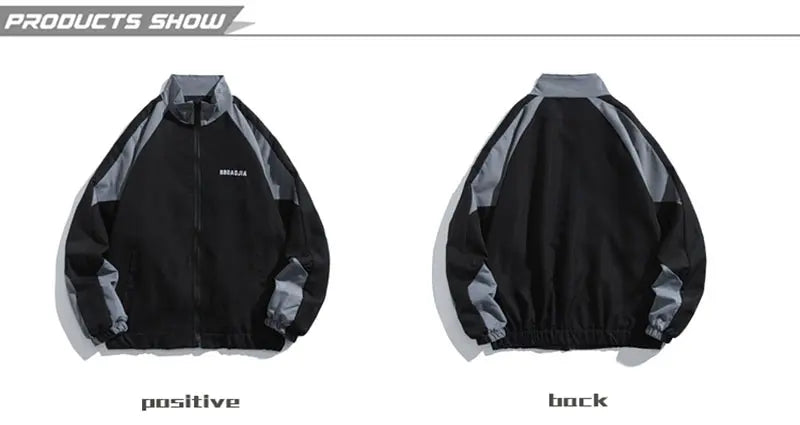 Hip Hop Varsity Jacket Men High Street Patchwork Color Black Windbreaker Coats Women Spring Autumn Thin Fashion College Jackets