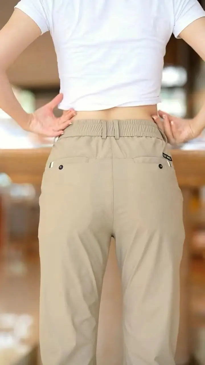 High Elasticity Ice Silk Casual Pants Men's Summer Thin Style Quick Dry Fashion Business Straight Leg Pants