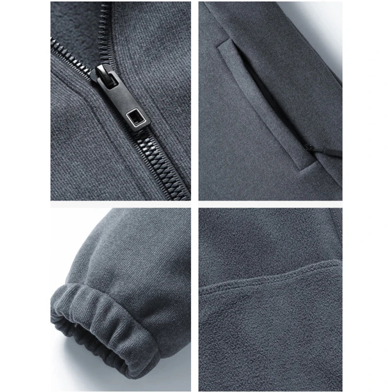 Spring Autumn Mens Fleece Jacket Brand New Stand Collar Softshell Outwear Thermal Warm Coat Male Plus Big Size 6xl 7xl 8xl 9xl