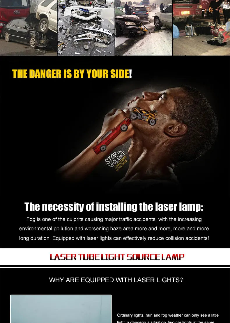 led projector Car laser Fog Light Motorcycle Anti Collision Rear-end Laser Tail Lights Brake Light Universal Decorative Lamp
