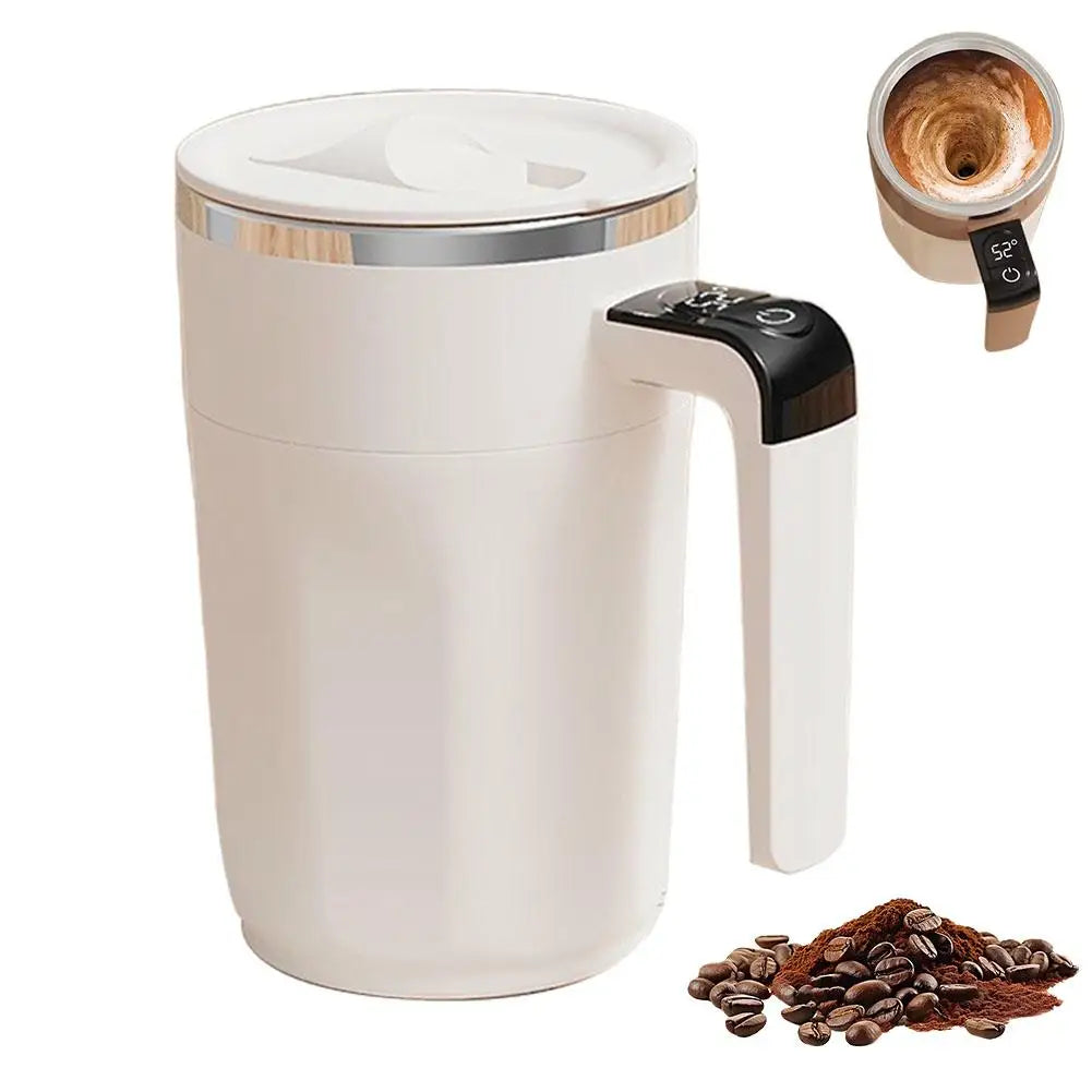 400ML Mixing Cup LED Temperature Display Coffee Cup 316 Stainless Steel Magnetic rotating stirring Milk Coffee Self Stirring Mug