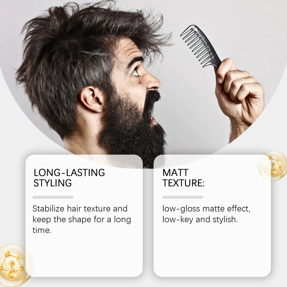 Men Hair Clay 100g Matte Finish Strong Hold Styling Mud Natural Look Textured Hair No Sticky Feel For Mens Hairstyle