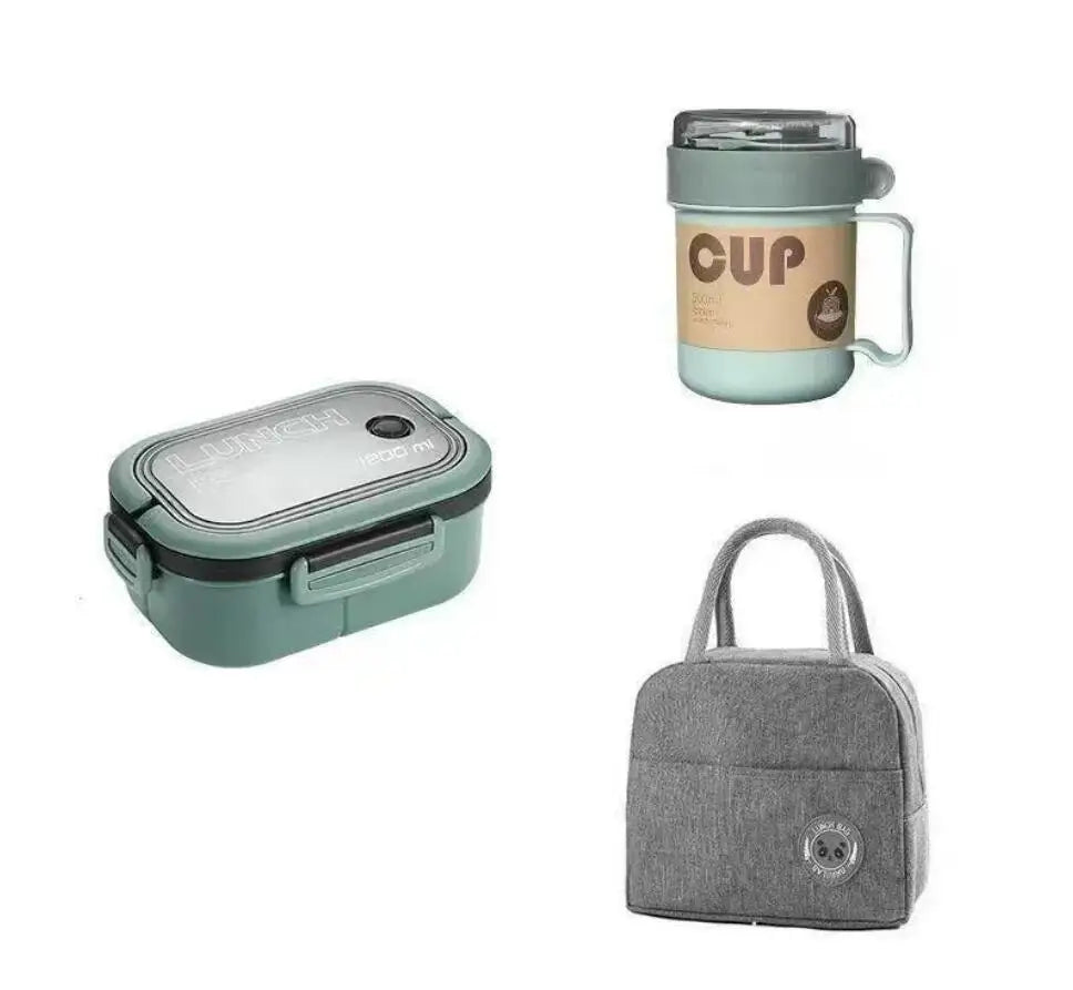 Portable Single Double-layer Lunch Box with Fork And Spoon - Compartment Fruit Food Container for Microwave And Picnic Freshness