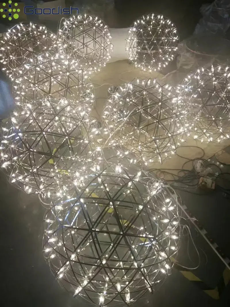 Modern Minimalist Stainless Steel Spark Ball LED Pandent Lights Art Creative Lamps for Chidren's Room Home Decoration Chandelier