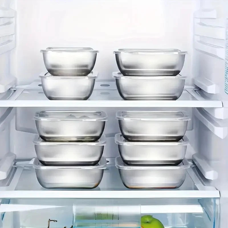 5pcs 316 Stainless Steel Food Storage Stackable Meal Boxes for Kitchen Fridge Lunch Ideal for Meal Prep Travel Kitchen Storage