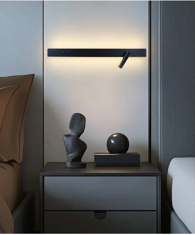 Modern LED line wall lamp indoor with switch rotating wall lamp simple living room bedroom bedside atmosphere lamp home light