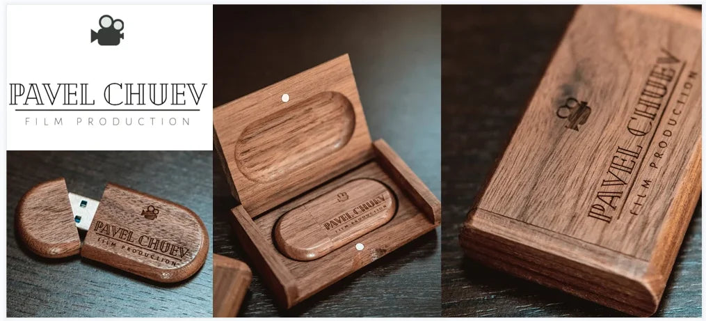 Wedding Gift USB 3.0 Stick 64GB Custom Logo Wooden Box Flash Drives 32GB Pendrive Free Sample U Disk 16GB 8GB 4GB Memory Stick