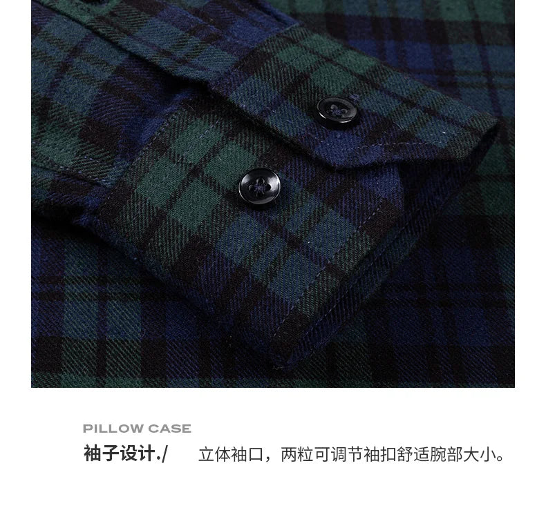 8XL Classic Plaid Men's Flannel Shirts Men Long Sleeve Casual Men's Flannel Shirts Men Long Sleeve Casual Big Size Single Pocket