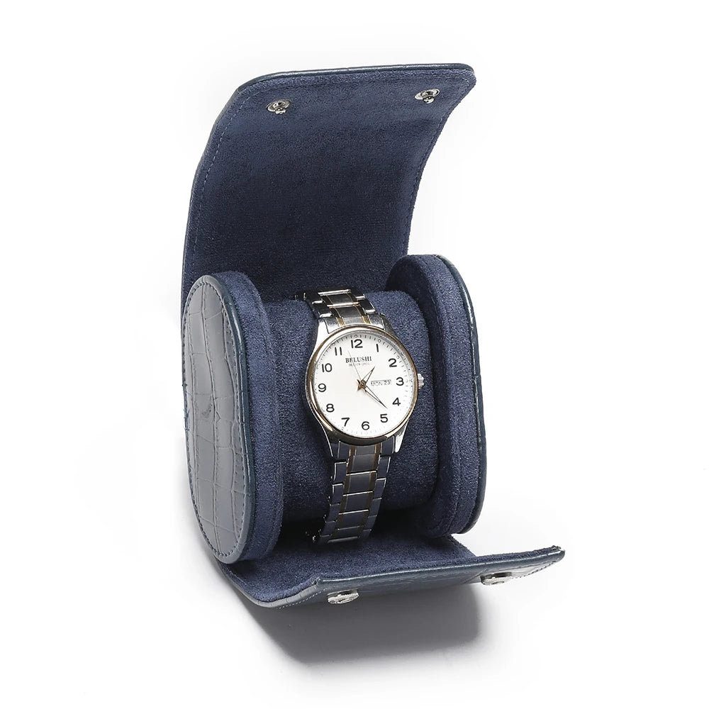 Luxury Crocodile Watch Storage Box Custom Name Travel 1 2 3 Slots Watches Roll Aligator PU Leather Brand Watch Display Case Bag