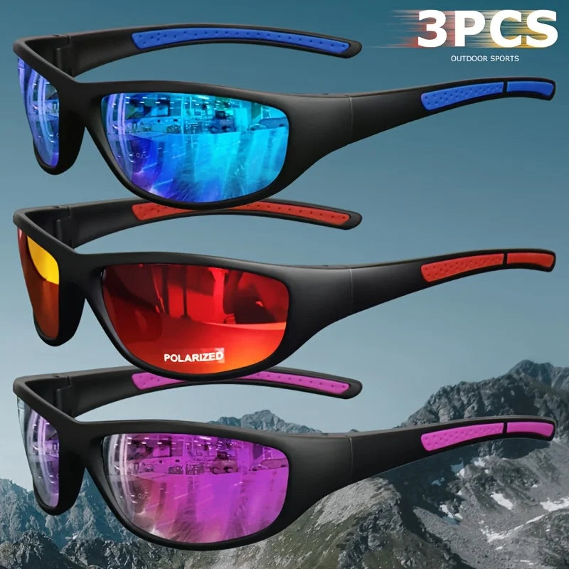 1/3PCS Polarized Sports Sunglasses Set High-Quality Photochromic Wraparound Lenses for Cycling Fishing Driving Night Vision, UV
