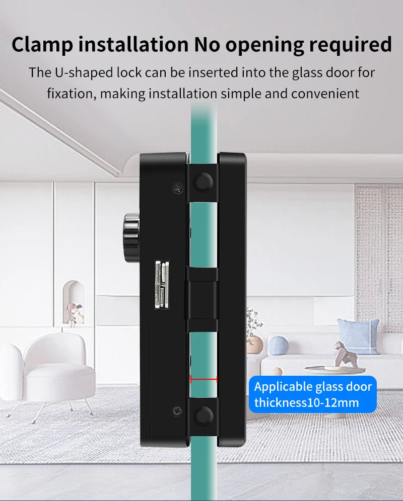 3D Face Tuya Wifi Electronic Smart Glass Door Lock With Biometric Fingerprint/RFID Card /Password Unlock/USB Emergency Charge