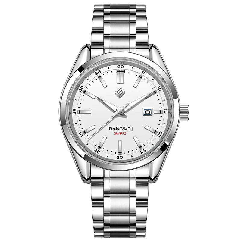 BANGWEI 2025 Business Men's Watch Waterproof Stainless Steel Quartz Watch Luminous Fashion Calendar Watches for Men Reloj Hommes