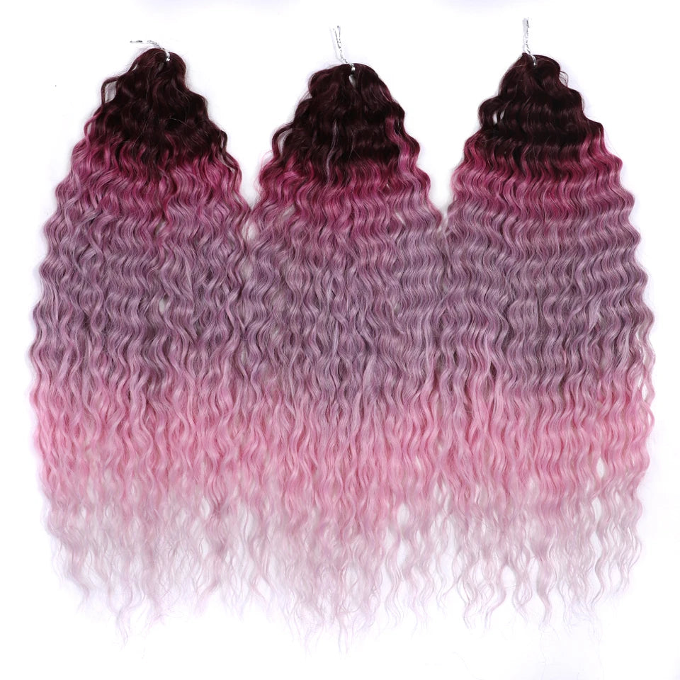 FASHION IDOL 24 Inch 300g Ariel Hair Synthetic Crochet Curly Hair Water Wave Braid Hair Ombre Blonde Braiding Hair Extensions