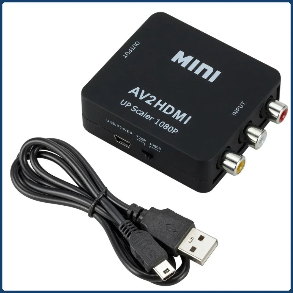 1080P RCA AV To HDMI-compatible Adapter Converter AV2HD Audio Video Cable CVBS AV Adapter with USB Cable