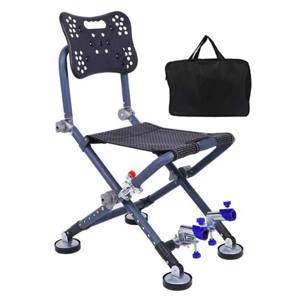 Portable Fishing Chair Folding Fish Chair 180 Degree Adjustable Backrest Four-leg Recliner Aluminum Alloy Camping Chair Stool