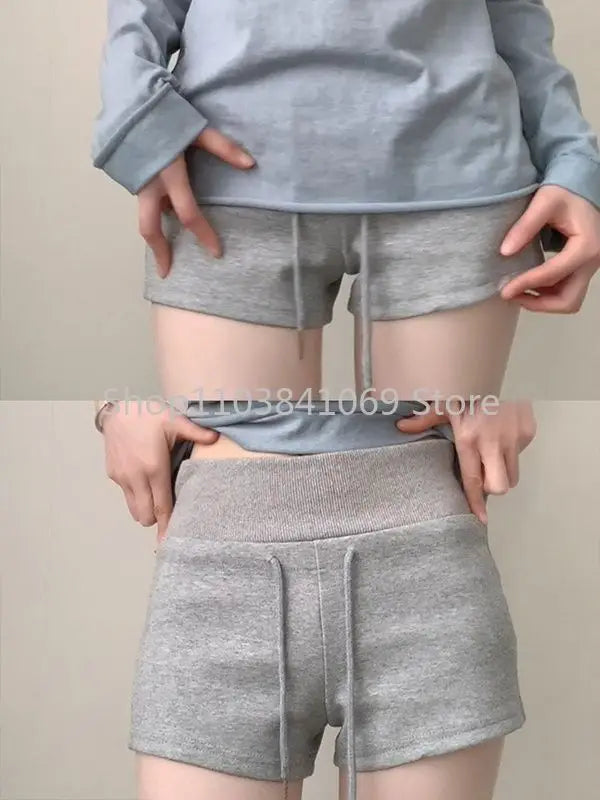 Red Shorts Women's Summer New Mid Waist Slim Fit Casual Drawstring Sports Pants Shorts for Women Womens Clothing