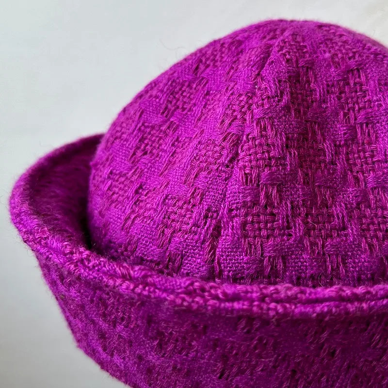 Fall Elegant Tweed Berets for Women Sailor Hat Japanese Versatile Naval Winter Fashion Party Warm Cute Jk Y2K Bucket Hat