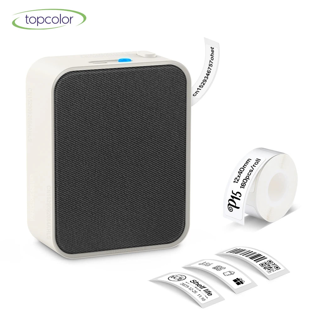 Thermal Label Printer Marklife P15 Labeling Machine Mini Printer Wireless Bluetooth Label Maker or 3PK Adhesive Label Tape