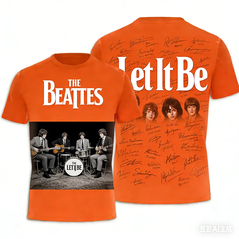 Rock band T-shirt Summer men's women's T-shirts The Beatles printed T-shirt Hip hop round neck T-shirt Breathable sports T-shirt