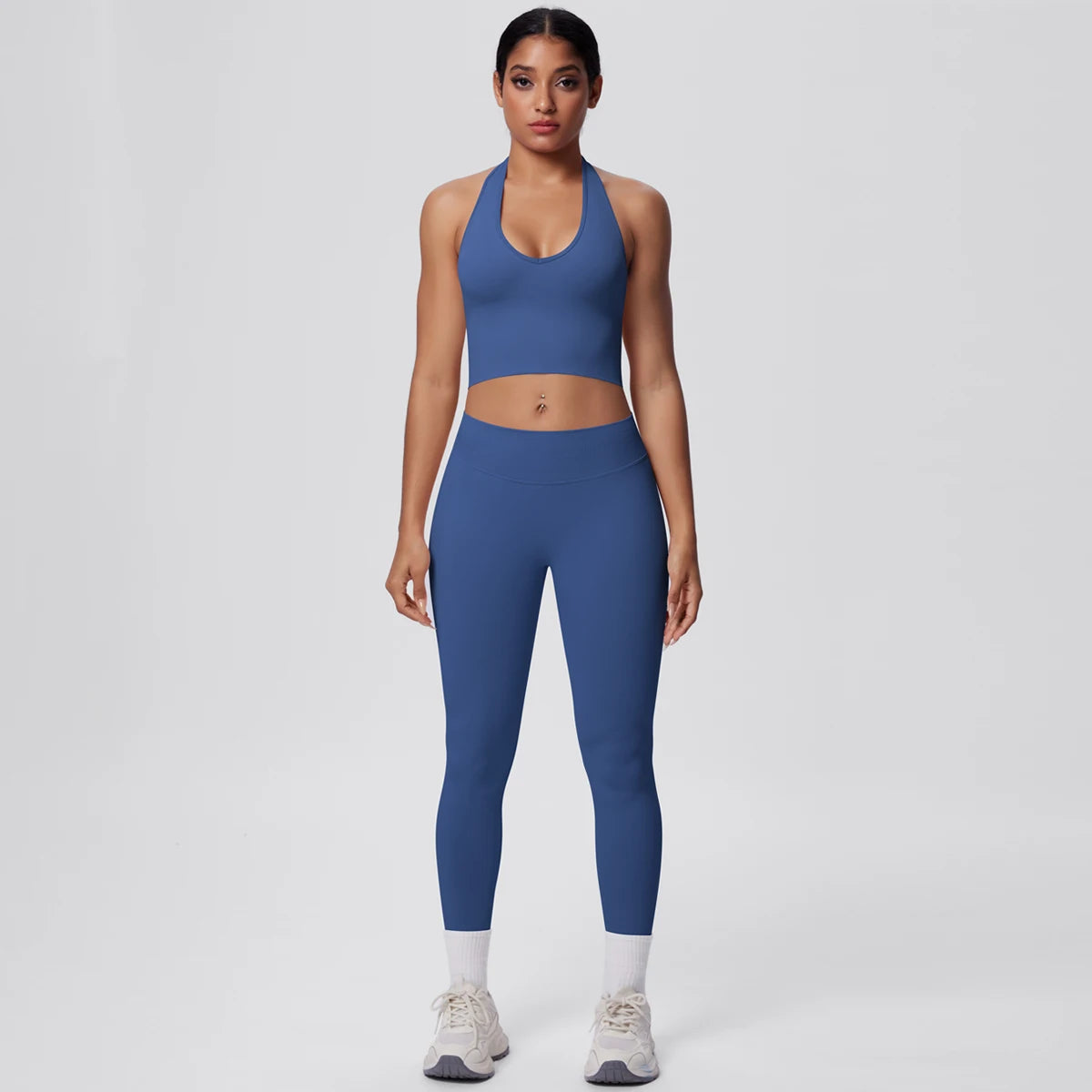 Rooftrellen 2PCS/set Women Gym Sports Yoga Set Breathable Shockproof Workout Top Backless Bra Push Up Fitness Pants Yoga Set