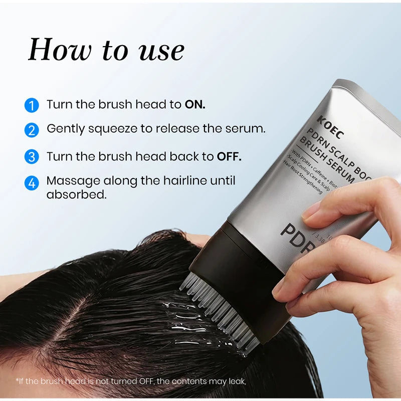 PDRN Rosemary Caffeine Massage Brush Hair Serum,Hair Nourishing Strengthening Essence,Improve Scalp Environment,Scalp Massager