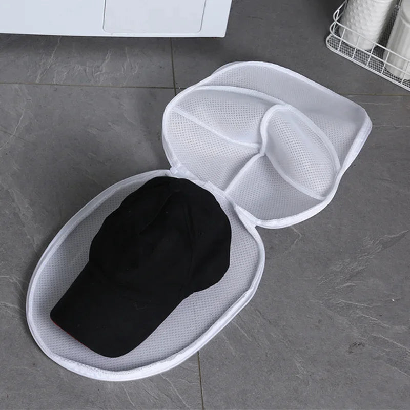 Washing Machine Hat Wash Protector Bag Anti-Deformation Baseball Cap Cleaner Laundry Bag Wash Bag Soft Mesh Organizer Zip Bags