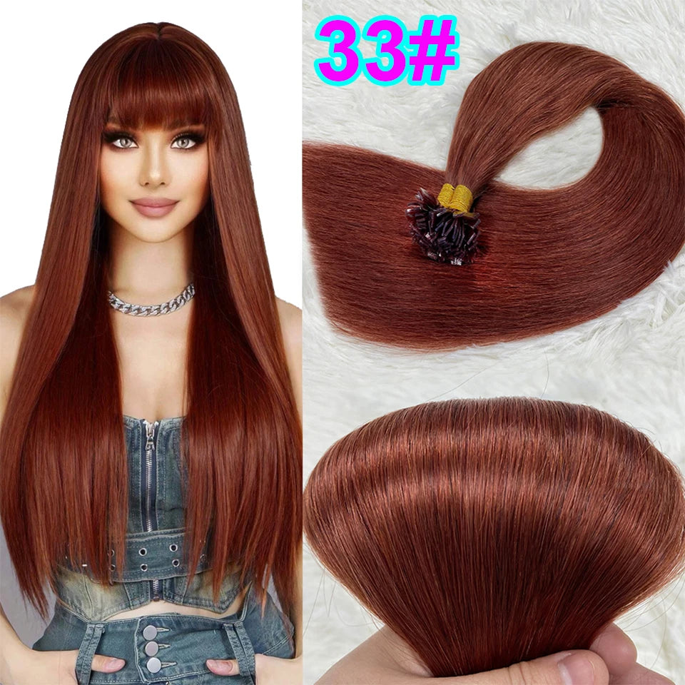 Remy Hair 1g/s 18-28 inch Real Remy Flat Tip Human Hair Extension Silky Straight Dark Brown Pre Bonded Keratin Fusion Hair