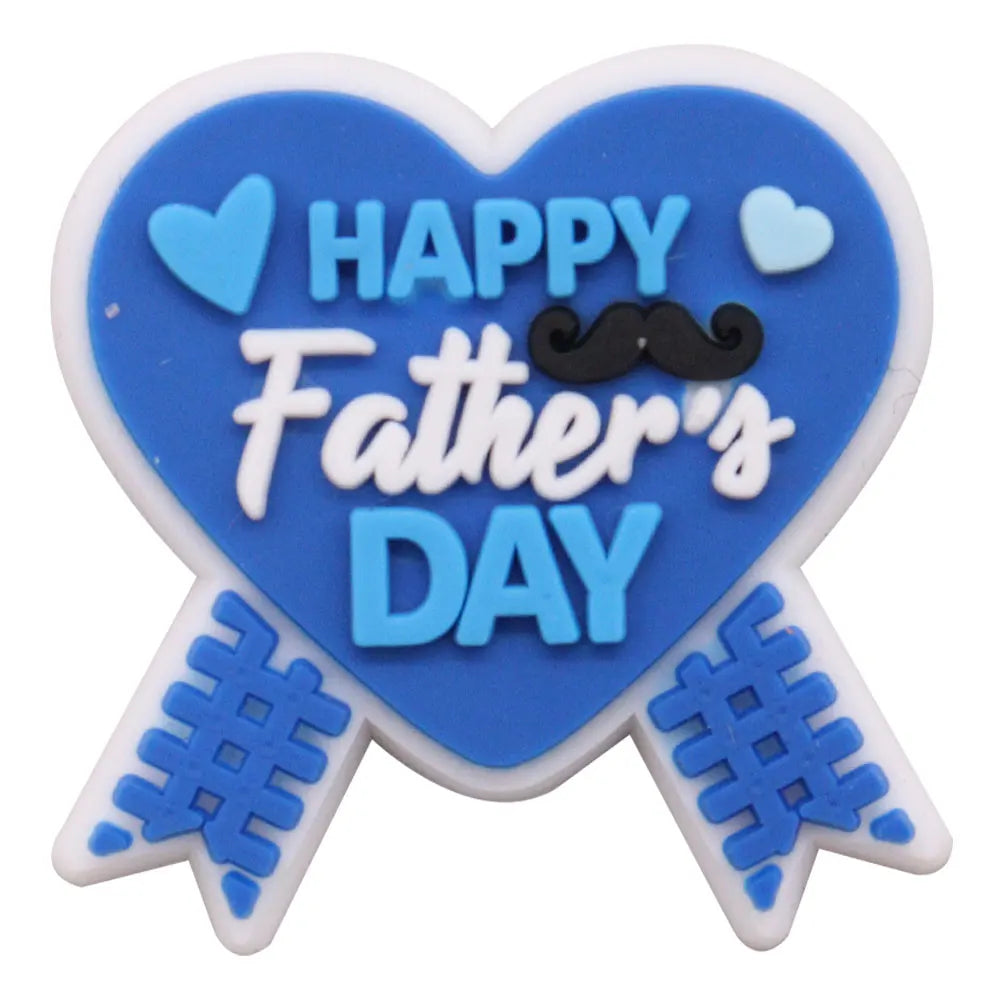 1-34PCS Cartoon Papa Happy Father's Day Best Dad Heart PVC Shoes Charms Accessories Buckle Clog Decorations DIY Bracelet