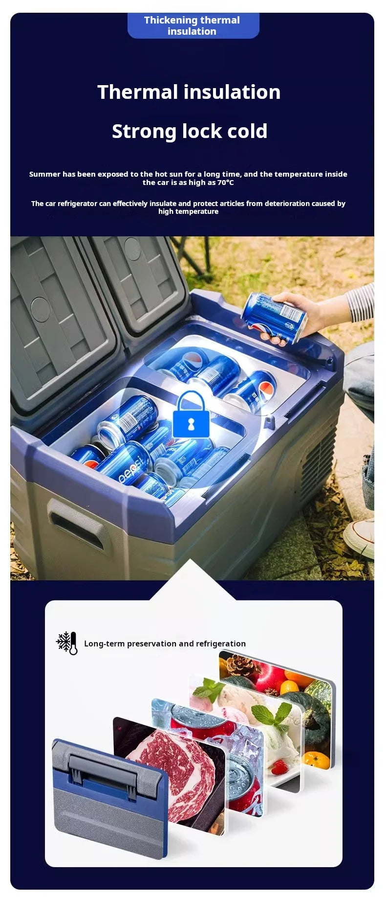 35L Car Fridge, 12V/24V Portable Refrigerator with APP Control, Compressor Cooler for RV/Truck/Camping, -20℃~20℃, Freezer