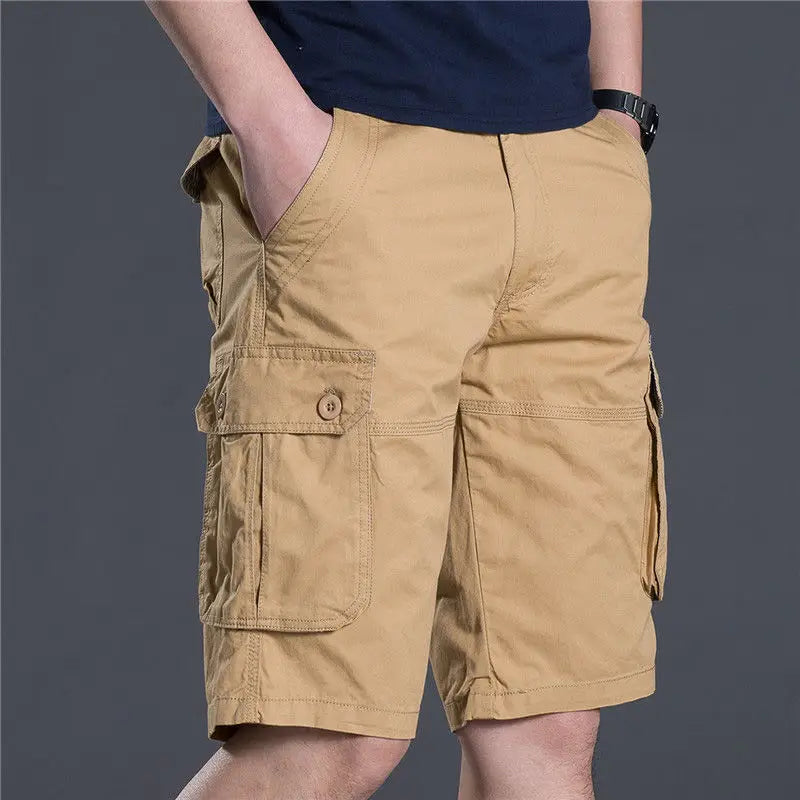 Summer Men Cotton Loose Cargo Shorts Streetwear Fashion Male Clothes Claret 4 Pockets Straight 5 Points Thin Casual Short Pants