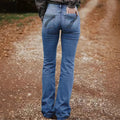 Denim Pants Women Solid Spliced Jeans Slim Fit Streetwear Pockets Floor Length Trousers Distressed Skinny Lady Elegant Autumn