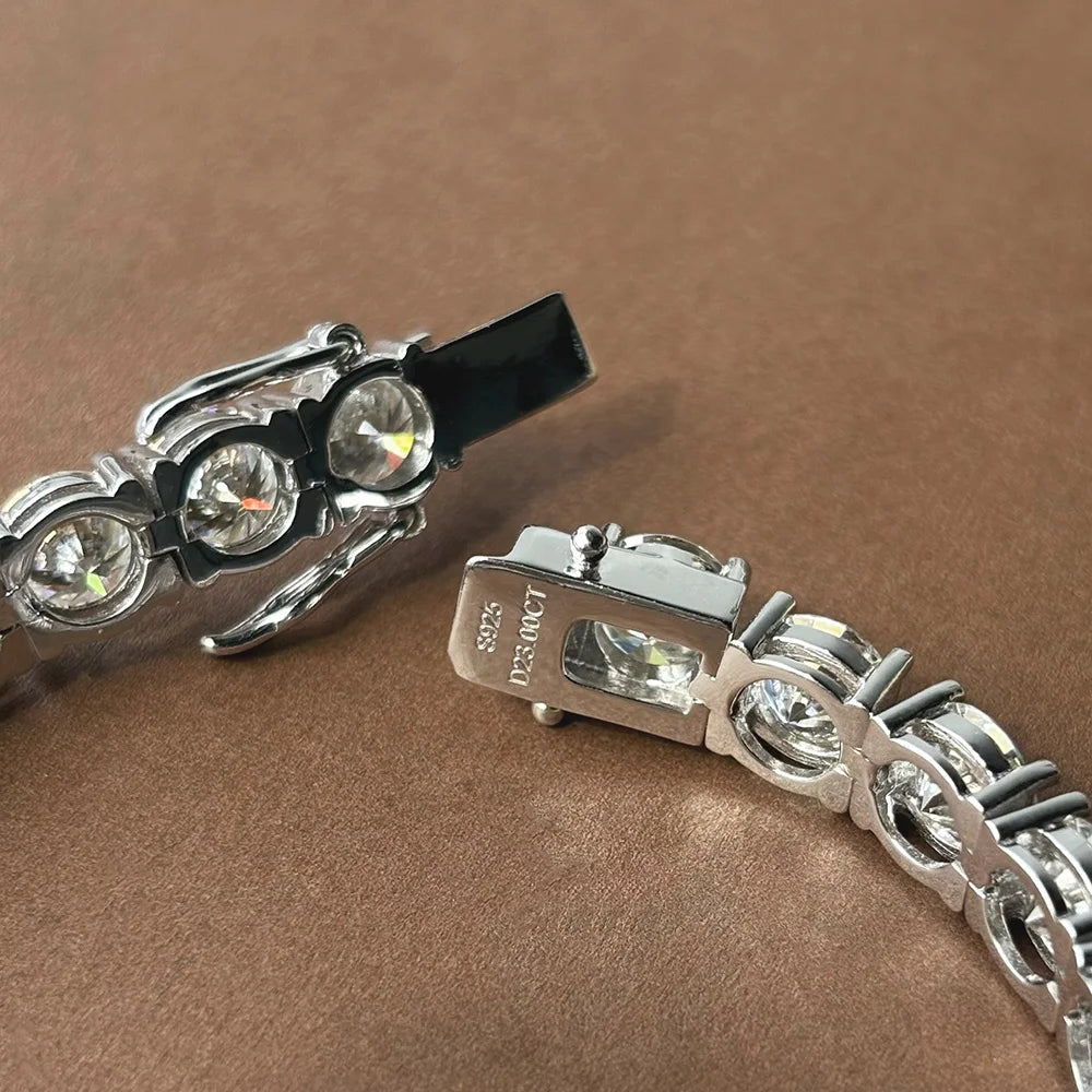 OEVAS Full Moissanite Tennis Bracelet 925 Silver Plated 18k Gold for Women Man Wedding Party Fine Jewelry Can Pass Diamond Test