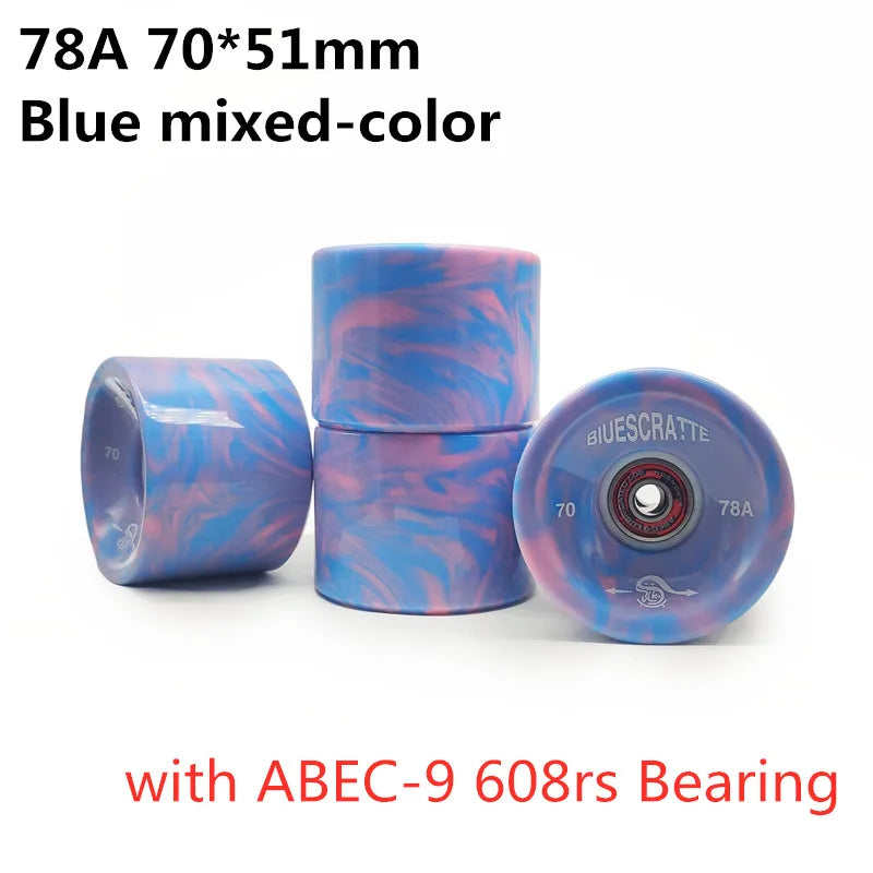 4pcs 70mm 51mm 80 duro Longboard Wheel for 70mm Skateboard Tire 80A Durable Elastic PU Ruedas for Road Street Skate Board Rodas