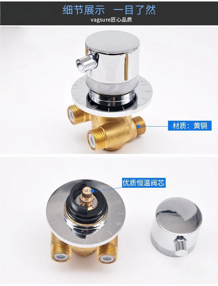 Way Output Thermostatic Brass Shower Faucets Wall Mounted Cold&Hot Water Mixing Valve Mixer Tap Thermostatic Shower Valve