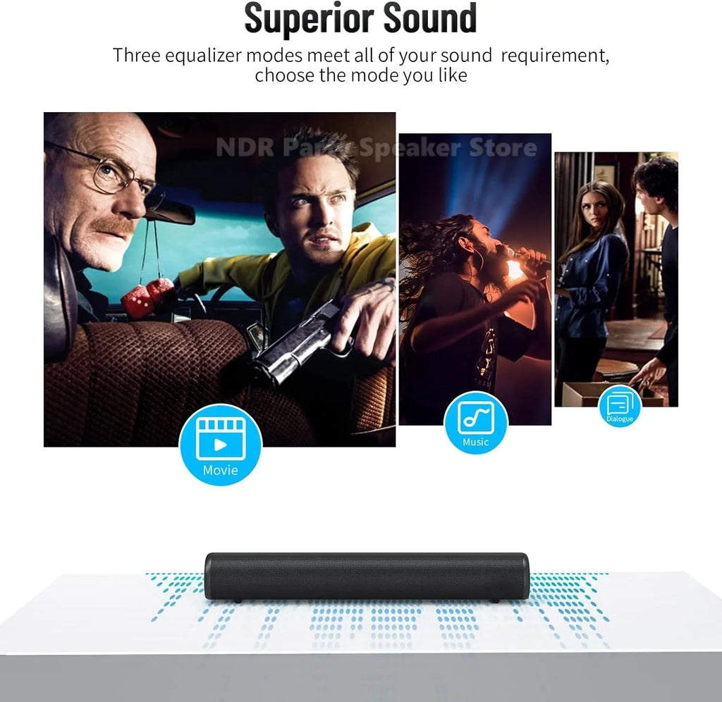 50W SoundBar for TV Deep Bass Small Soundbar TV Speaker Home Theater Surround Sound System HDMI/Bluetooth/Optical/Aux Connection