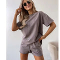 Simple Basic Shorts Set Solid Color Casual Comfortable Loose Temperament Daily Versatile Two-piece Set For Women 2026 Summer