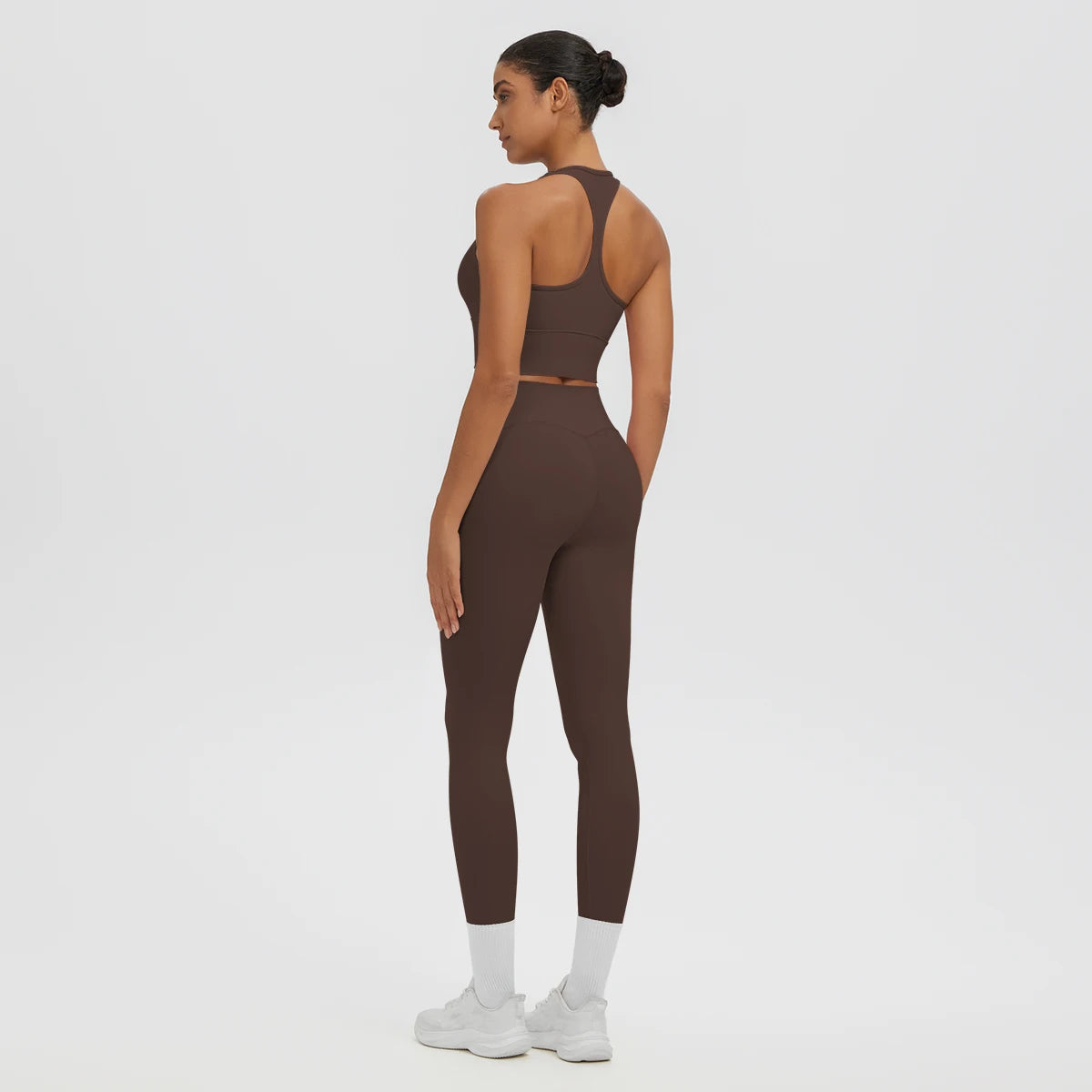 2PCS/set Gym Sports Yoga Suit for Women's Solid Color High Stretch Quick Drying Legging Yoga Pants Gather I-shaped Vest Yoga Set