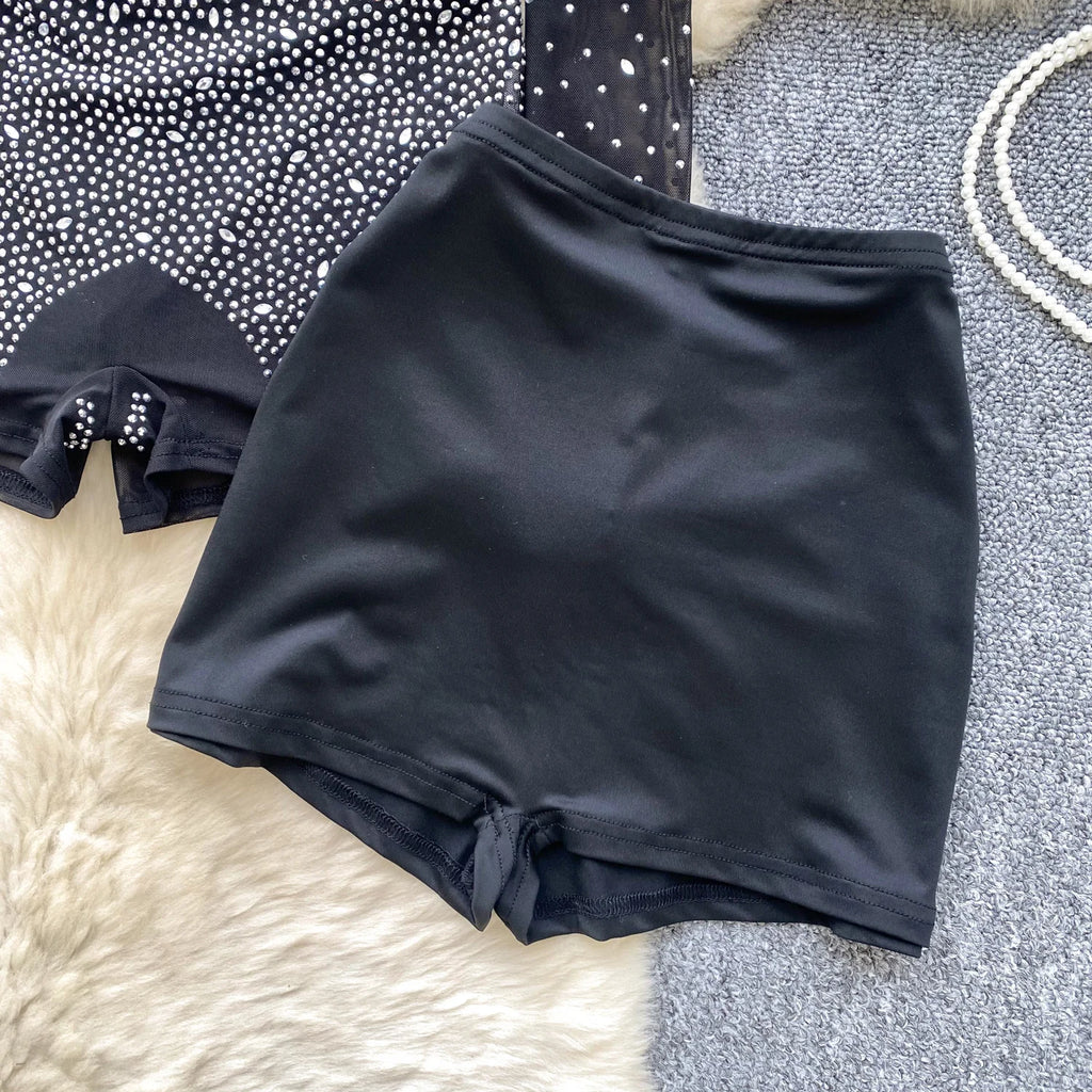 SINGREINY Summer Thin Sheer Sexy Bodysuit Long Sleeve Zipper With Shorts Design Rompers Beadings Streetwear Women Mesh Playsuits